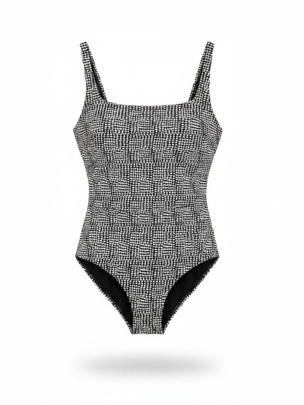 Aerie Real Good Black & White Houndstooth / Textured One-Piece Swimsuit - L